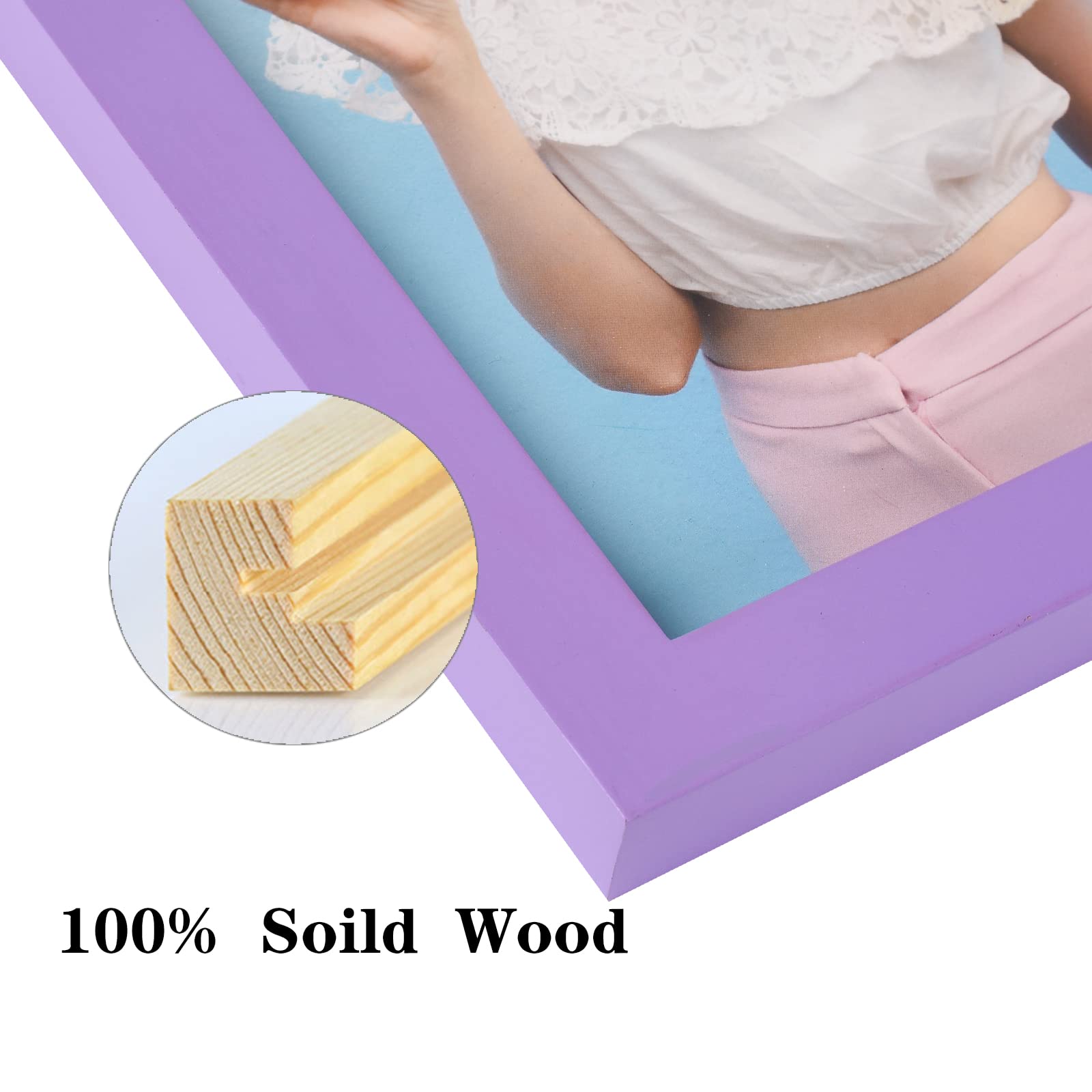 wyooxoo 8x10 Picture Frames Set of 4 Purple Made of Solid Wood Photo Frames Colorful Frame with HD Plexiglass, Wall or Tabletop